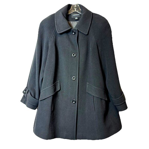 London Fog Women’s Wool Peacoat Black Fully Lined Button Up Pockets Plus Size 1X - Picture 1 of 9